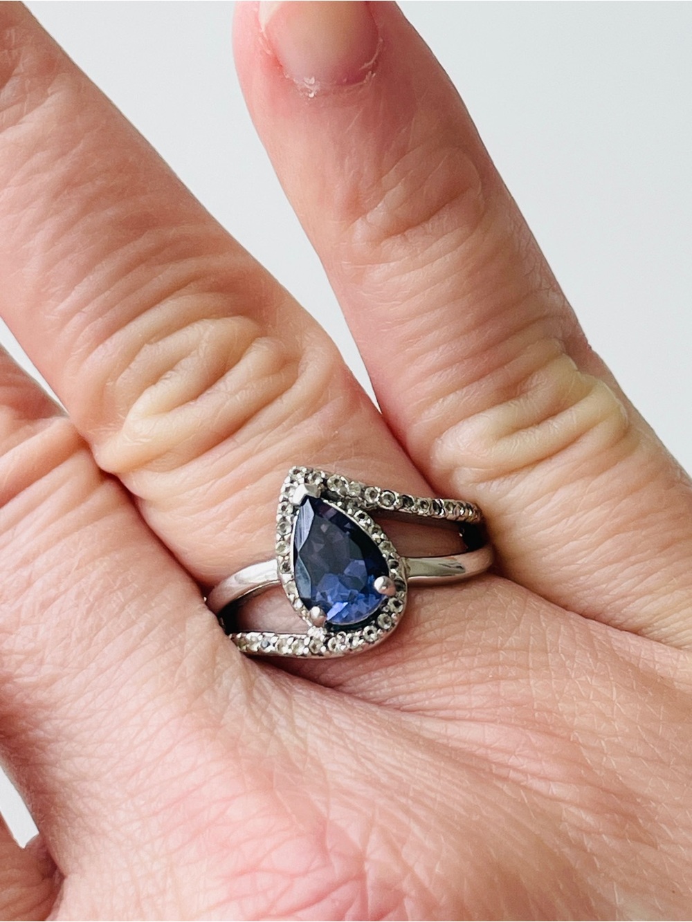 Genuine Iolite White Topaz 925 Sterling Silver Ring Size 6.5 w/ Box & COA